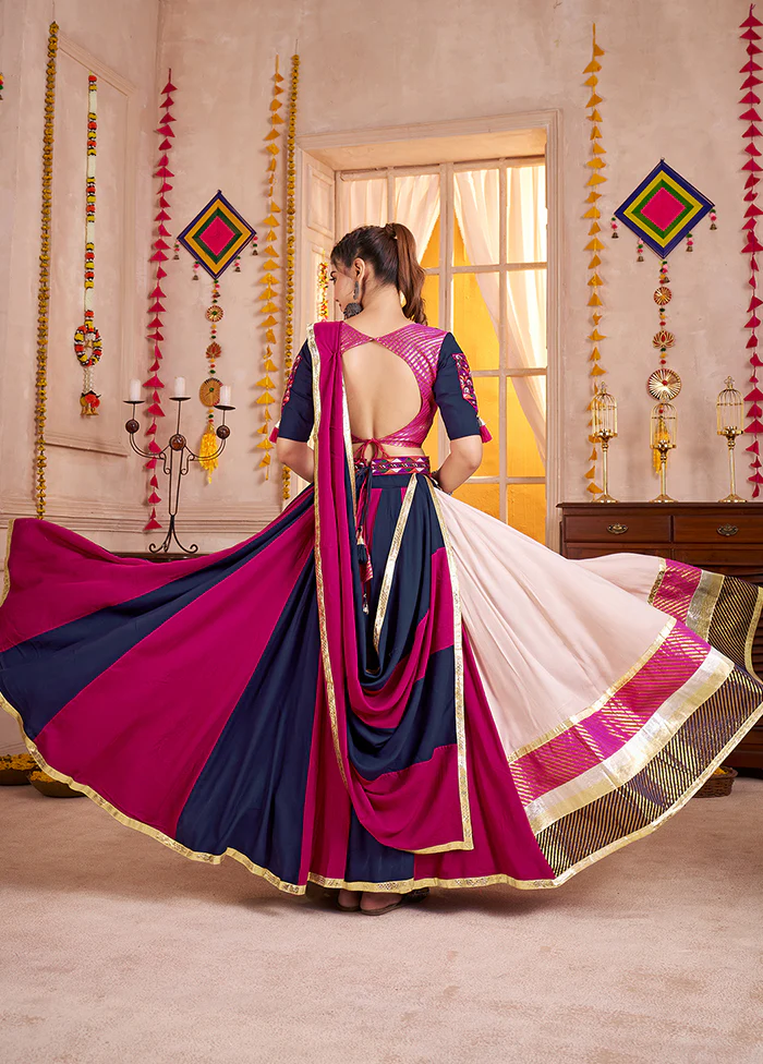 Blue Viscose Lehenga Set - Image 3