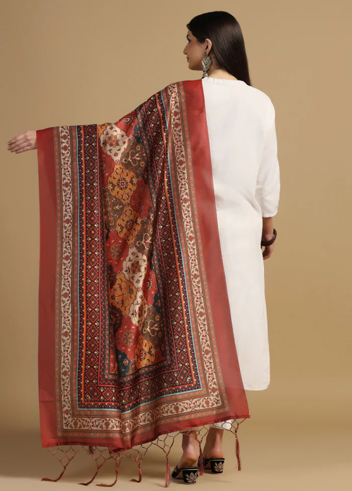 Brown Banarasi Silk Dupatta - Image 2