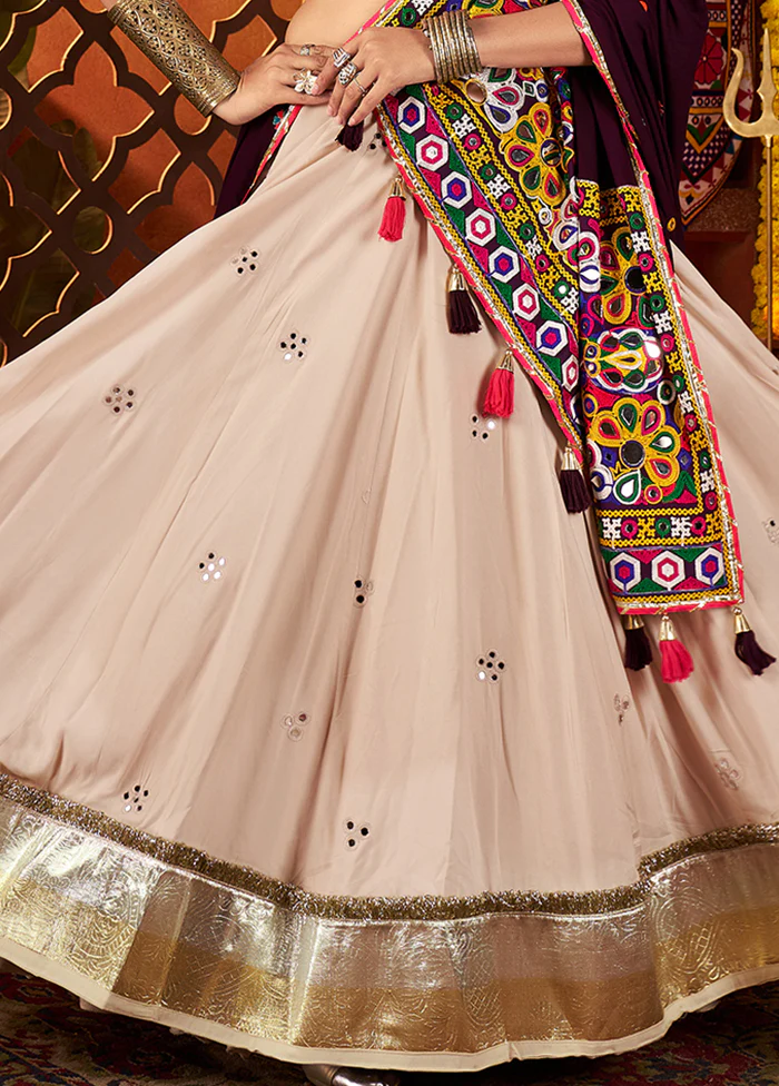 Brown Cotton Dupatta Lehenga Set - Image 3