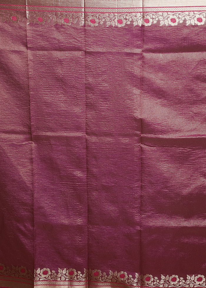 Brown Crushed Tissue Silk Saree With Blouse Piece - Image 5