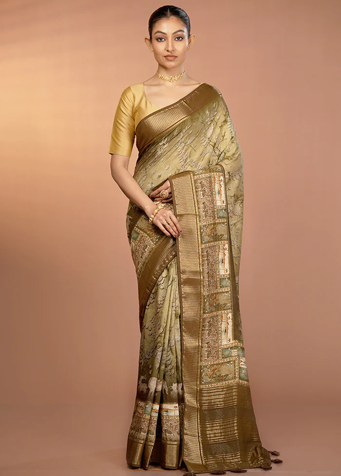 Brown Dupion Silk Saree With Blouse Piece - Image 2