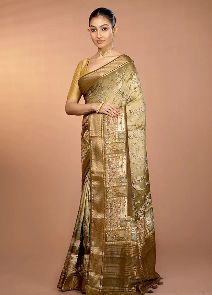 Brown Dupion Silk Saree With Blouse Piece - Image 4