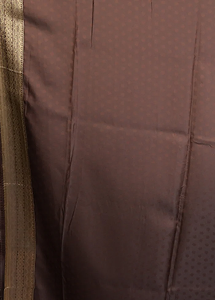 Brown Dupion Silk Saree With Blouse Piece - Image 5