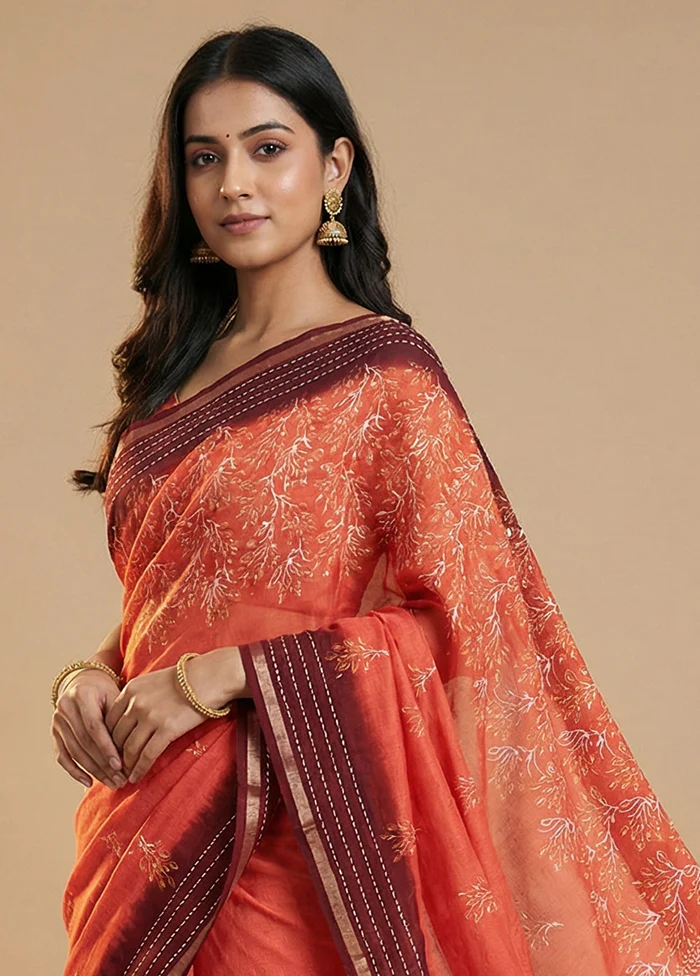 Brown Dupion Silk Saree With Blouse Piece - Image 2