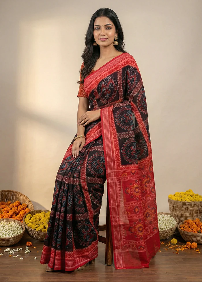 Brown Handloom Bomkai Pure Silk Saree With Blouse Piece - Image 3