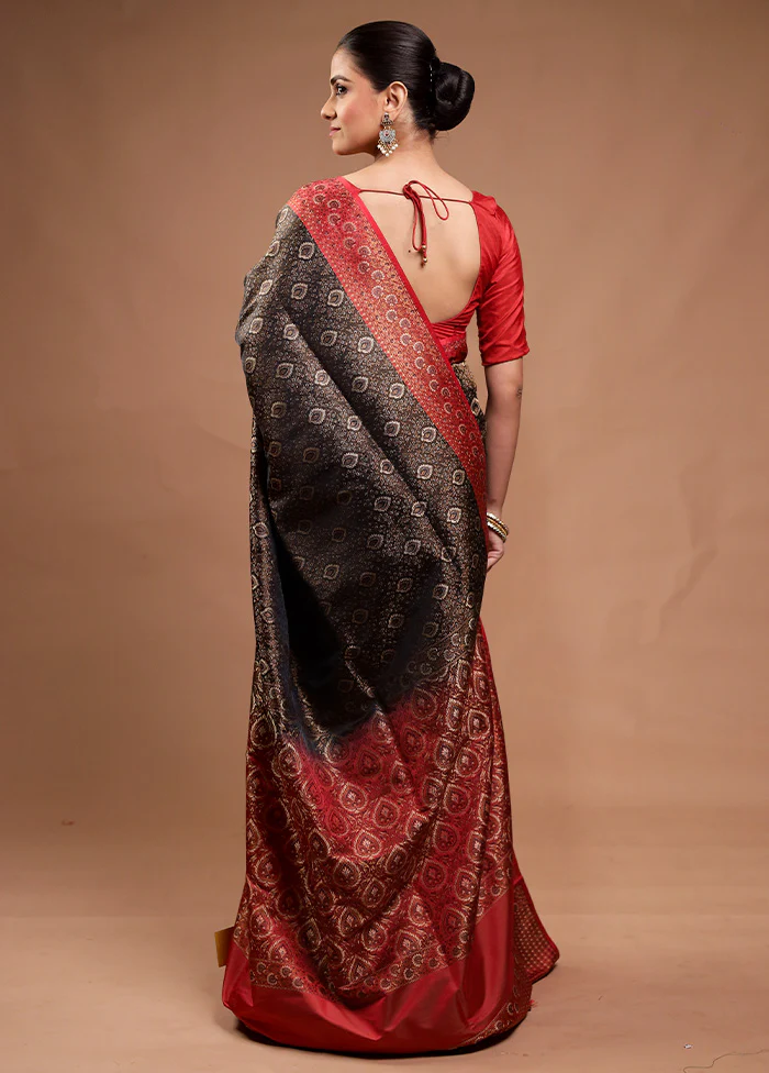 Brown Handloom Jamewar Pure Silk Saree With Blouse Piece - Image 3