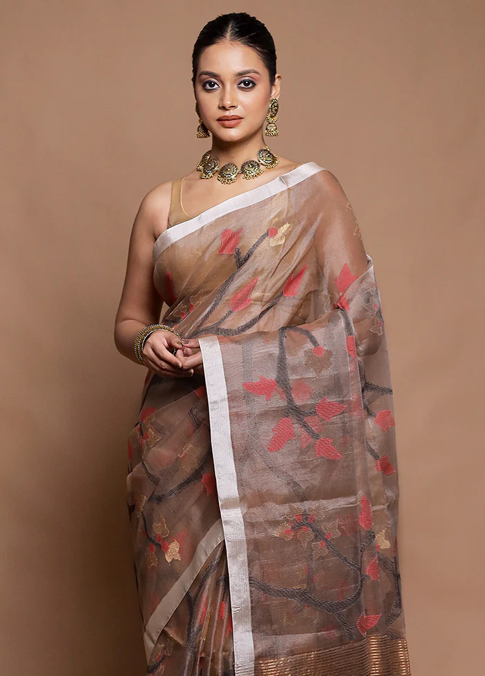 Brown Handloom Matka Pure Silk Saree With Blouse Piece - Image 2