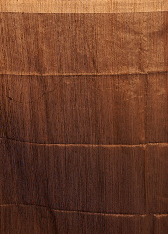 Brown Handloom Matka Pure Silk Saree With Blouse Piece - Image 5