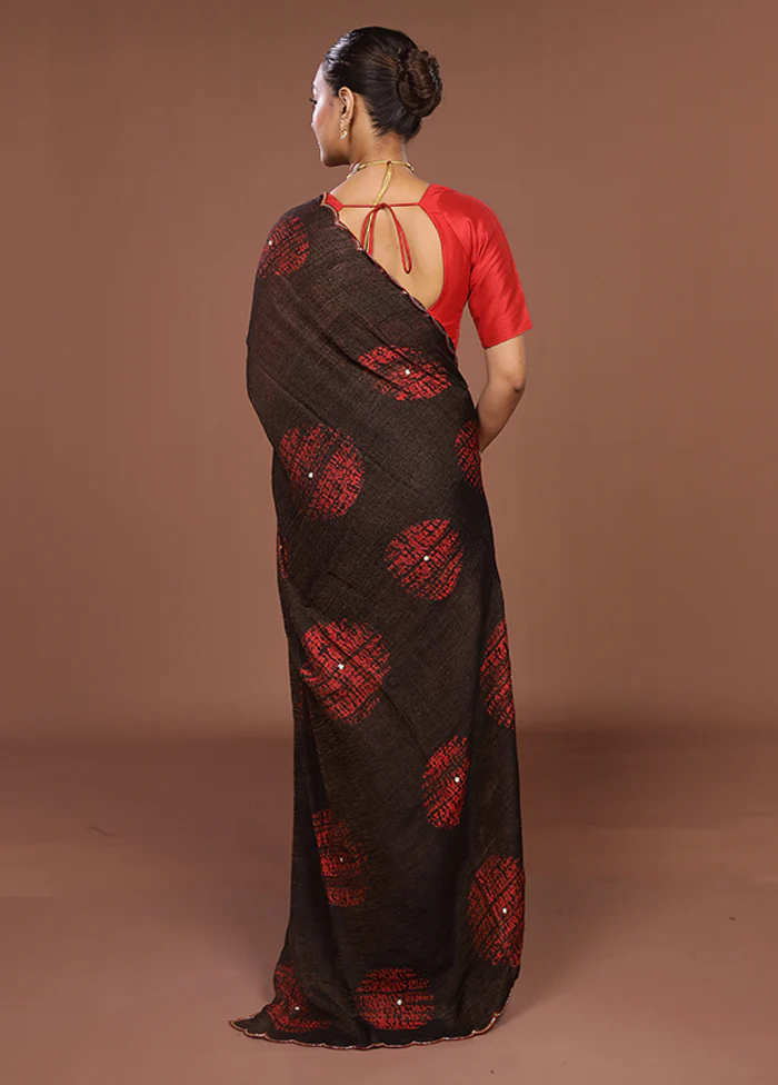 Brown Handloom Matka Pure Silk Saree With Blouse Piece - Image 3