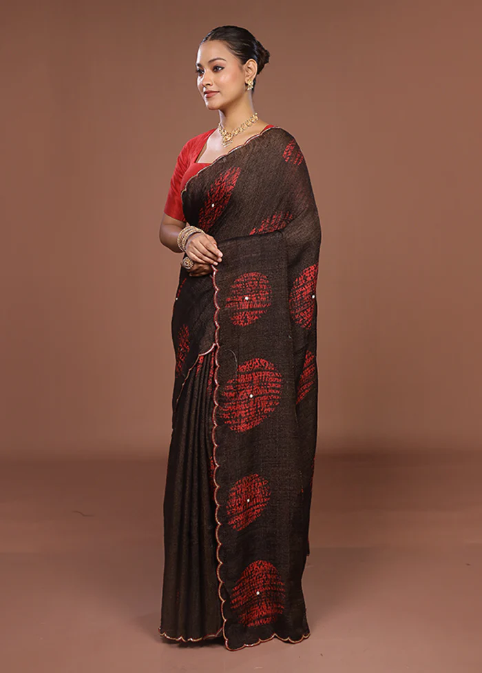 Brown Handloom Matka Pure Silk Saree With Blouse Piece - Image 4