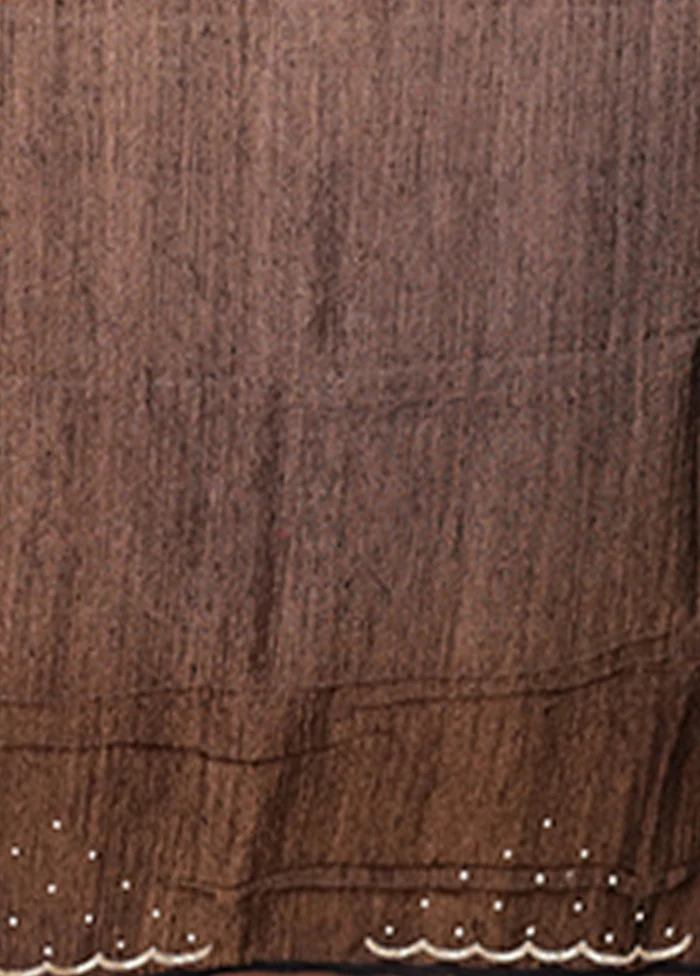 Brown Handloom Matka Pure Silk Saree With Blouse Piece - Image 5