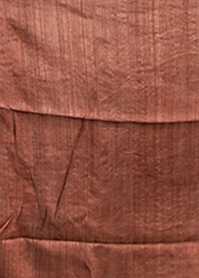 Brown Handloom Tussar Pure Silk Saree With Blouse Piece - Image 5