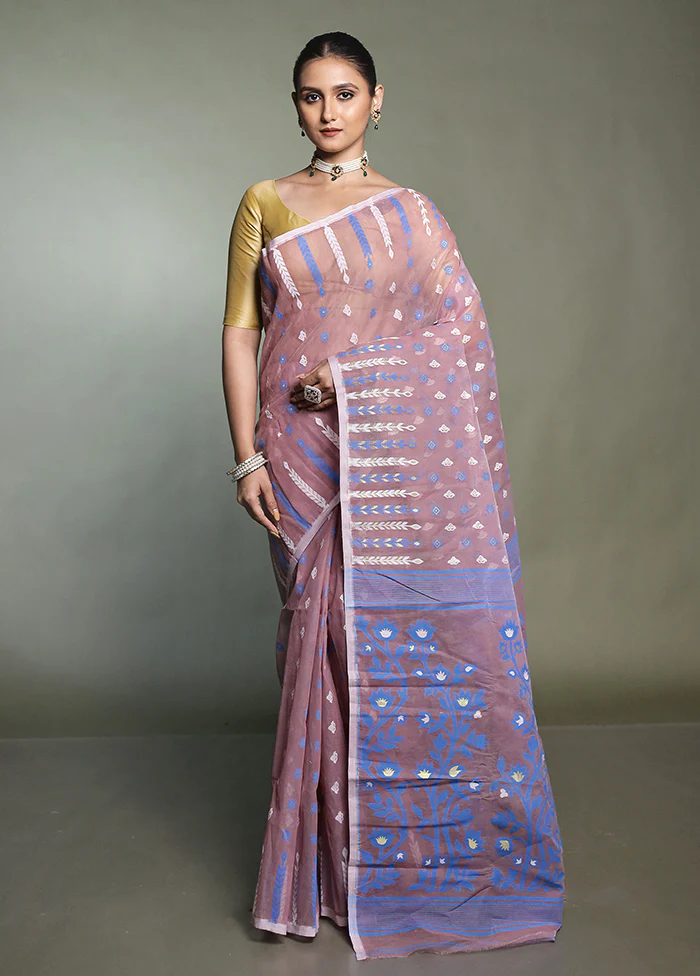 Brown Tant Jamdani Saree Without Blouse Piece - Image 2