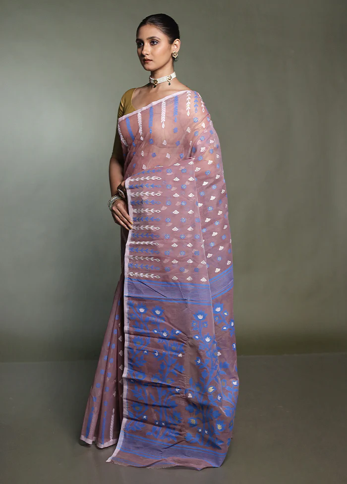 Brown Tant Jamdani Saree Without Blouse Piece - Image 4