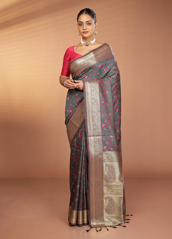 Brown Kanjivaram Silk Saree With Blouse Piece - Image 2