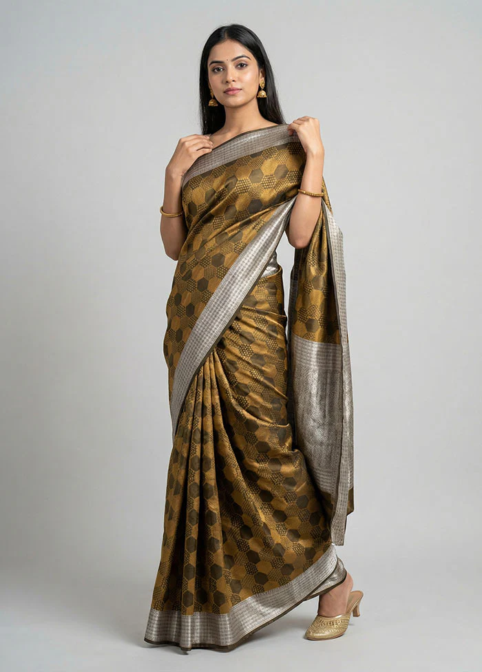 Brown Katan Silk Saree With Blouse Piece