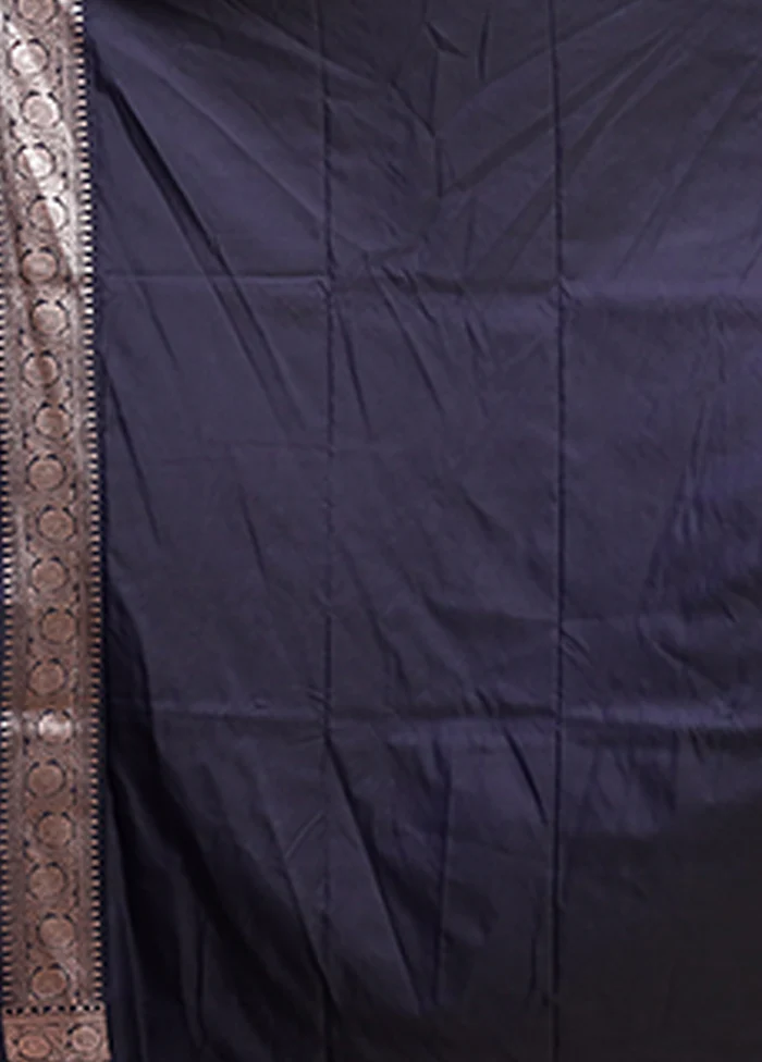 Blue Katan Silk Saree With Blouse Piece - Image 5