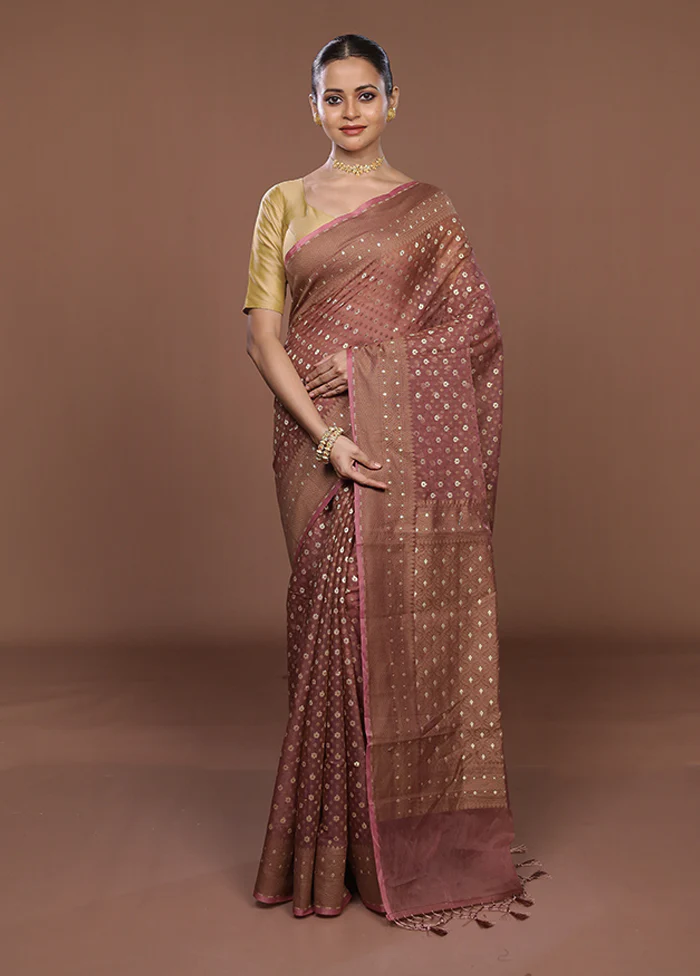 Brown Kora Silk Saree With Blouse Piece - Image 2