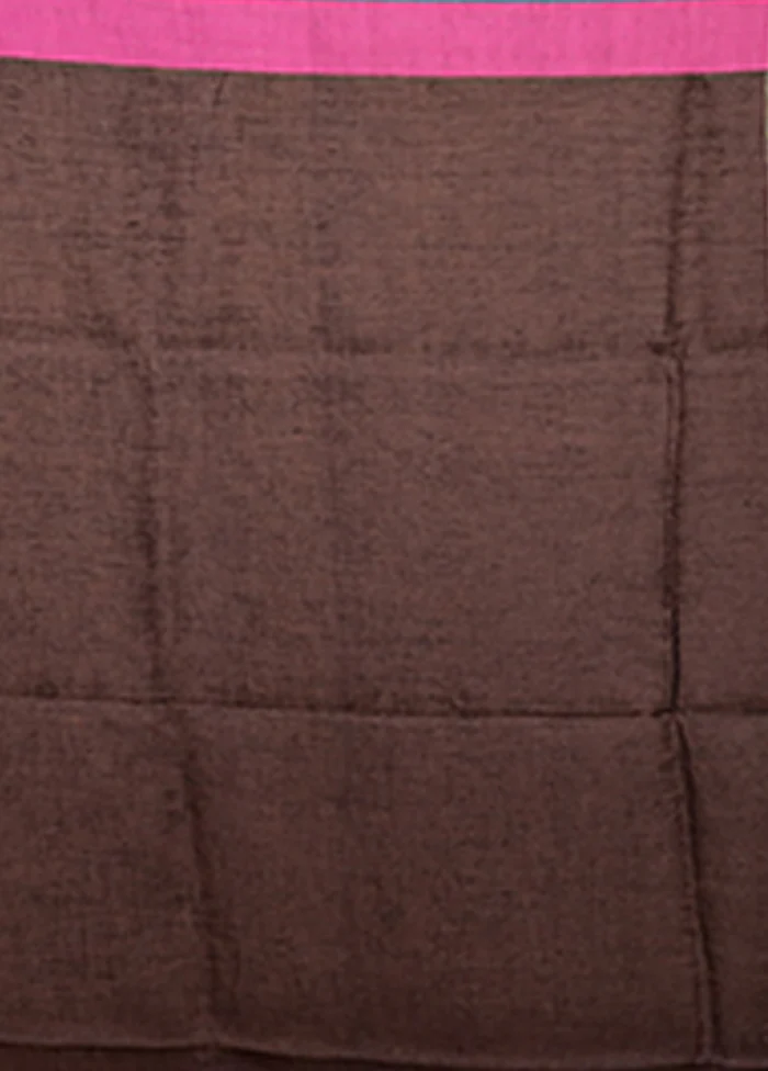 Brown Linen Silk Saree With Blouse Piece - Image 5