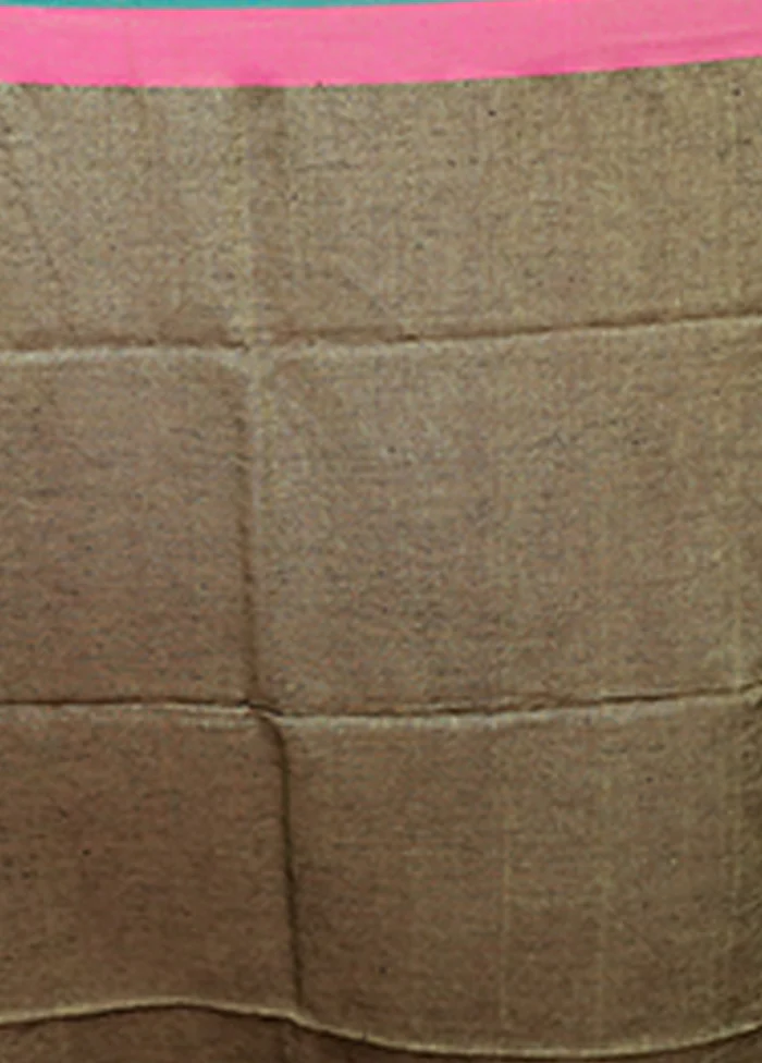 Brown Linen Silk Saree With Blouse Piece - Image 5