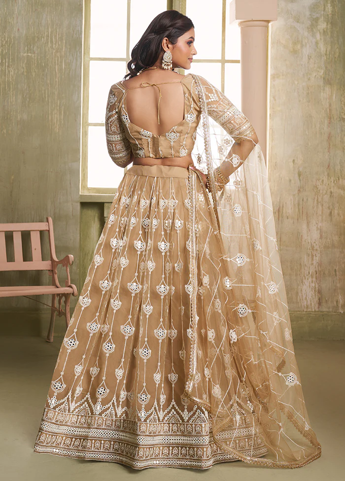Brown Net Lehenga Set - Image 3