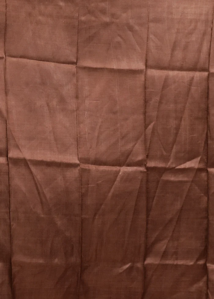 Brown Printed Pure Silk Saree Without Blouse Piece - Image 5