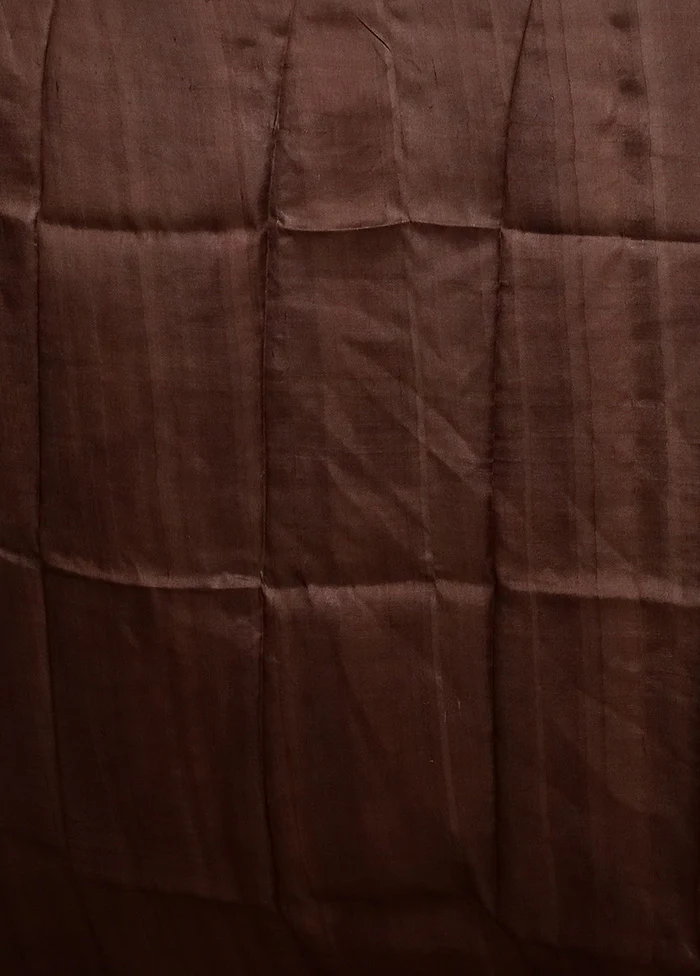 Brown Printed Silk Saree Without Blouse Piece - Image 5