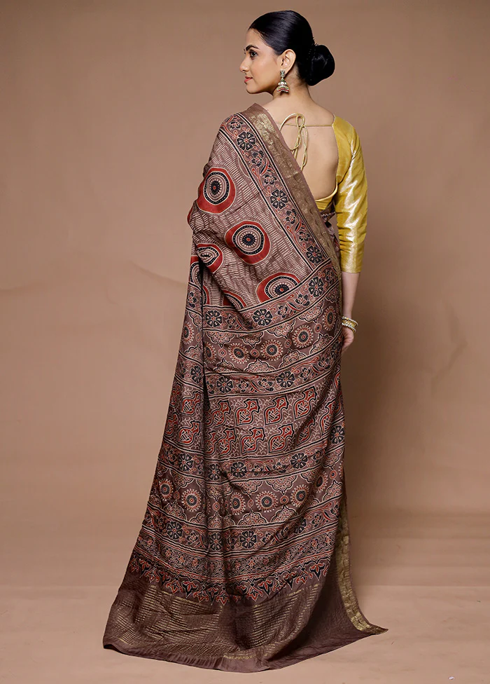 Brown Pure Modal Silk Saree Without Blouse Piece - Image 3