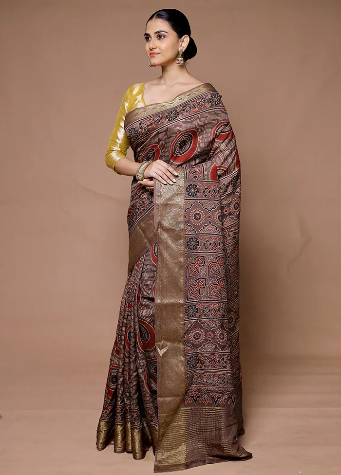 Brown Pure Modal Silk Saree Without Blouse Piece - Image 4