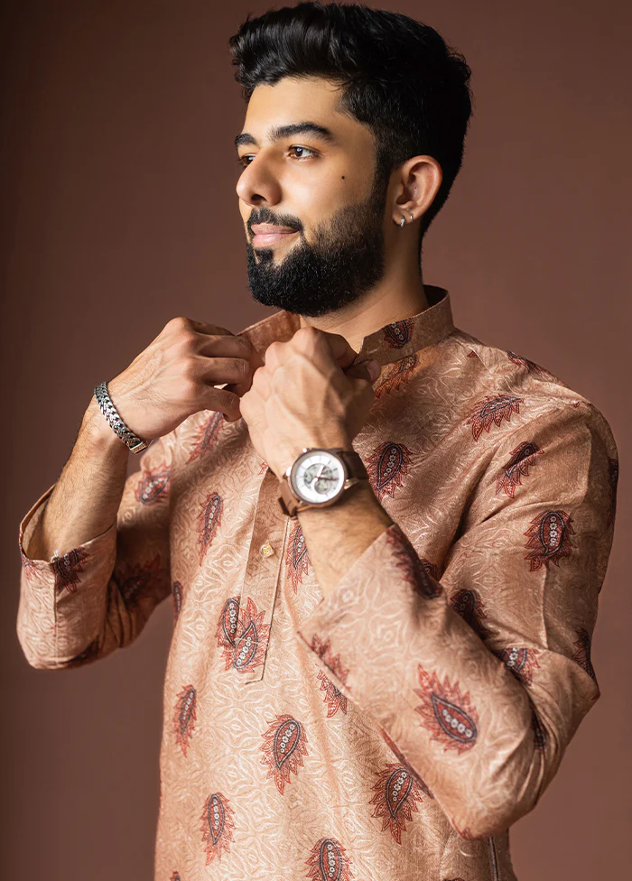 Brown Silk Kurta & Pajama Set - Image 2