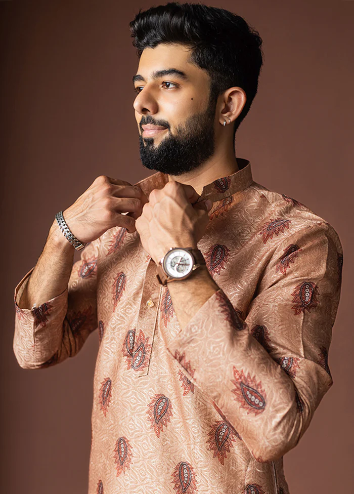 Brown Silk Kurta & Pajama Set - Image 2