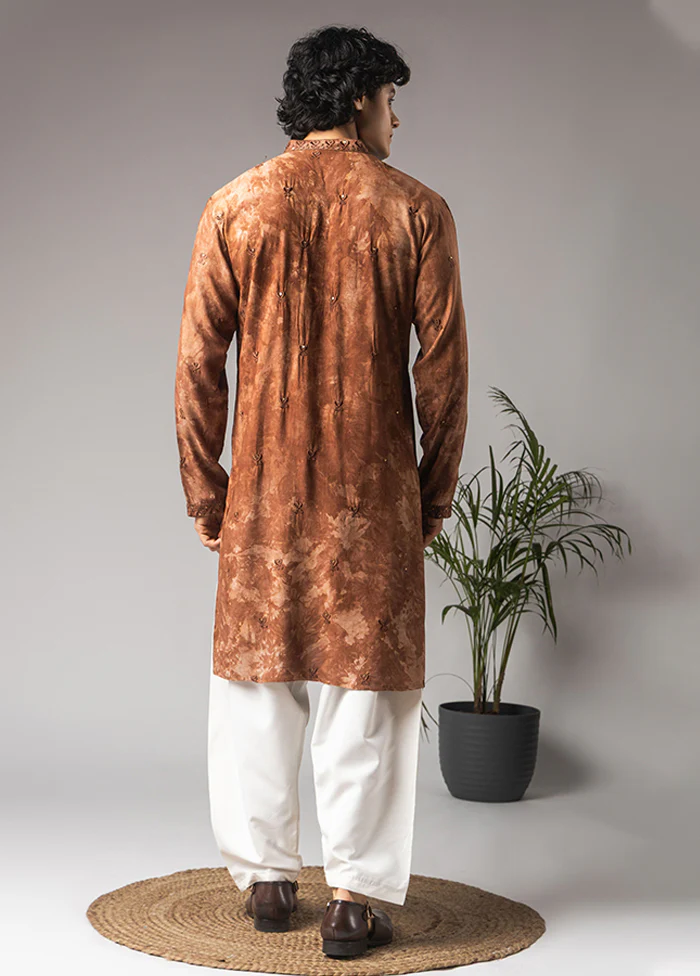 Brown Silk Kurta & Pajama Set - Image 3
