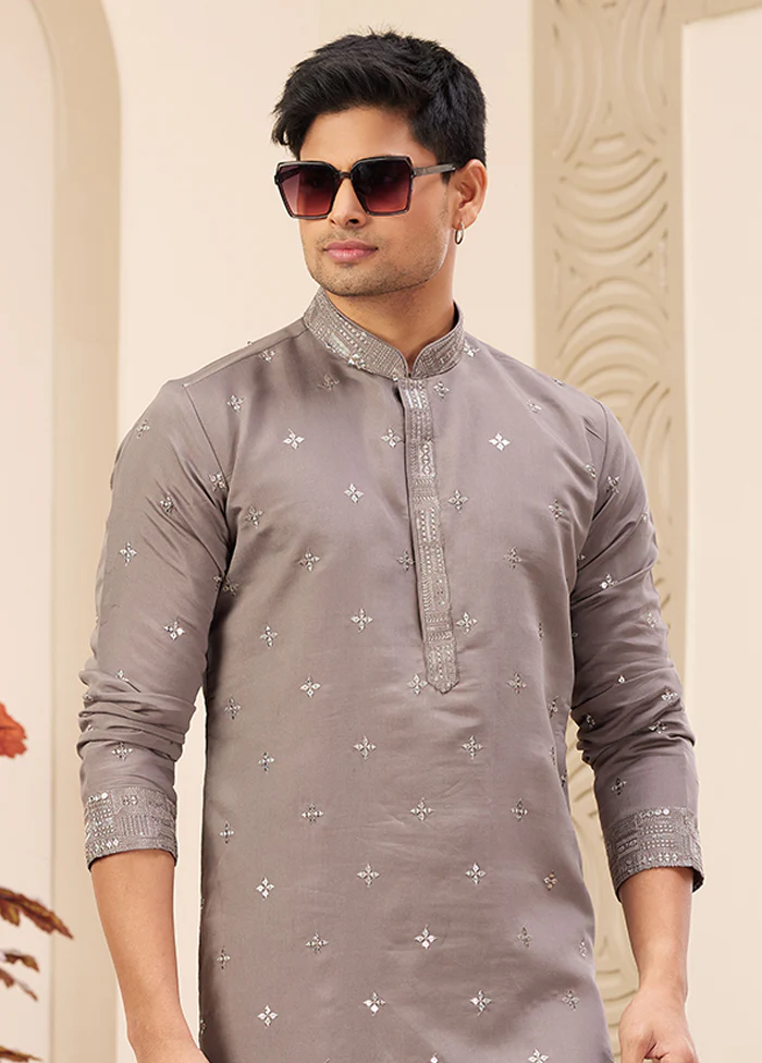 Brown Silk Kurta & Pajama Set - Image 2