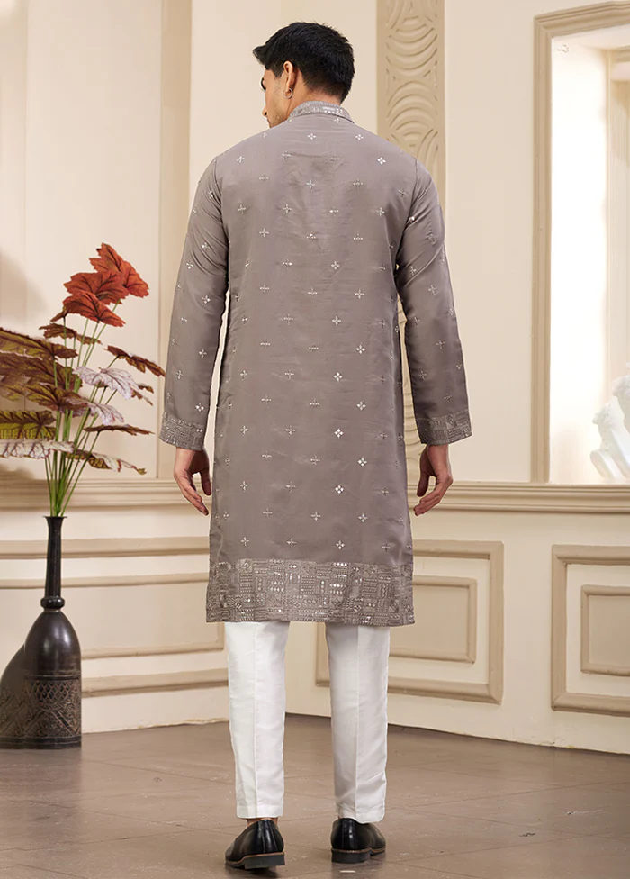 Brown Silk Kurta & Pajama Set - Image 3