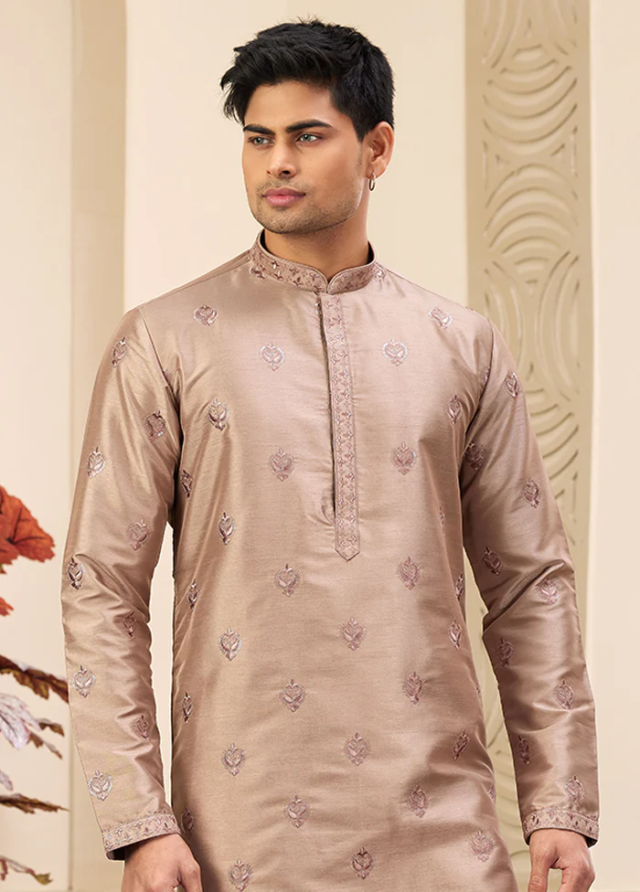 Brown Silk Kurta & Pajama Set - Image 2