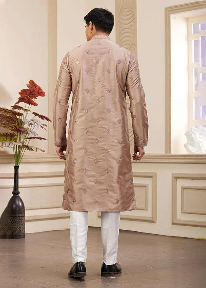 Brown Silk Kurta & Pajama Set - Image 3
