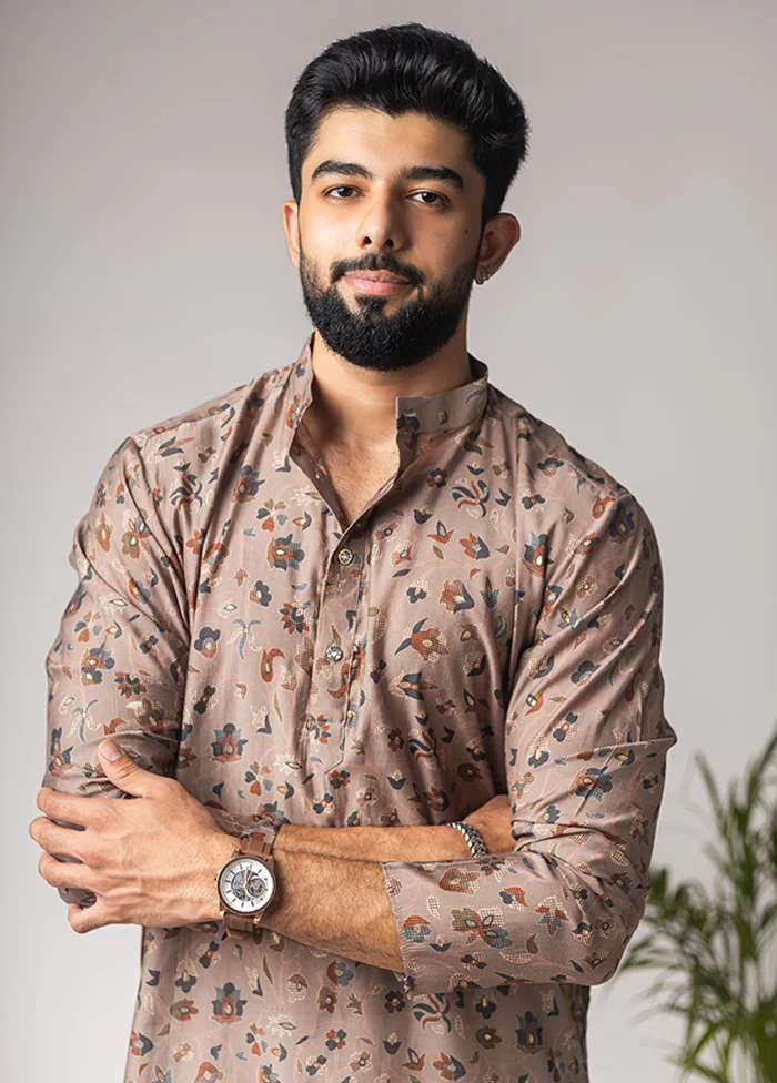 Brown Silk Kurta & Pajama Set - Image 2