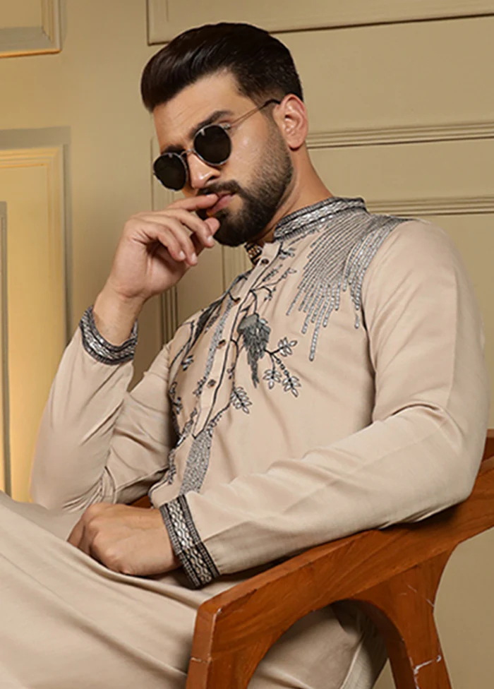 Brown Silk Kurta & Pajama Set - Image 2
