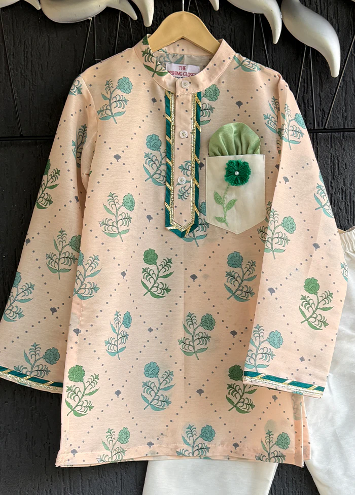 Cream Silk Kurta & Pajama Set - Image 2