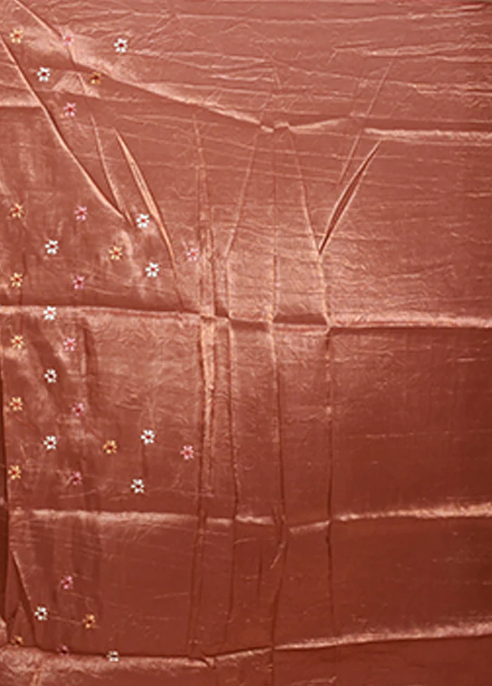 Brown Tissue Silk Saree With Blouse Piece - Image 5