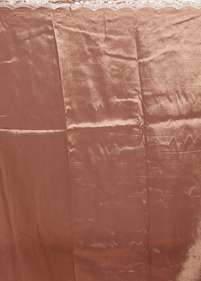 Brown Tissue Silk Saree With Blouse Piece - Image 5