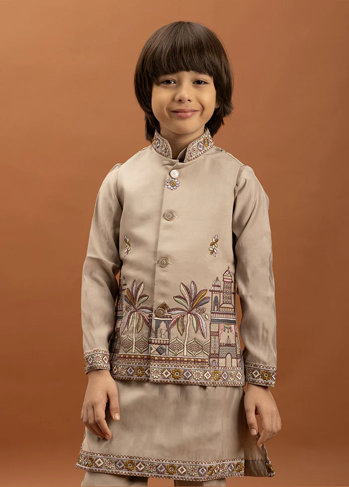 Brown Viscose Kurta & Pajama Set - Image 2