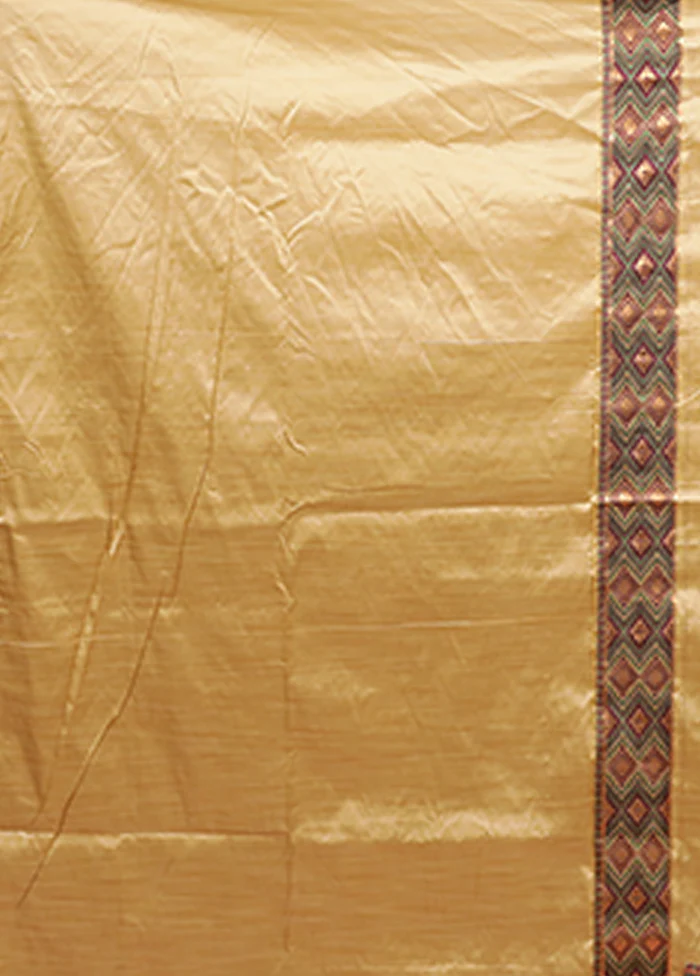 Cream Assam Silk Saree With Blouse Piece - Image 5