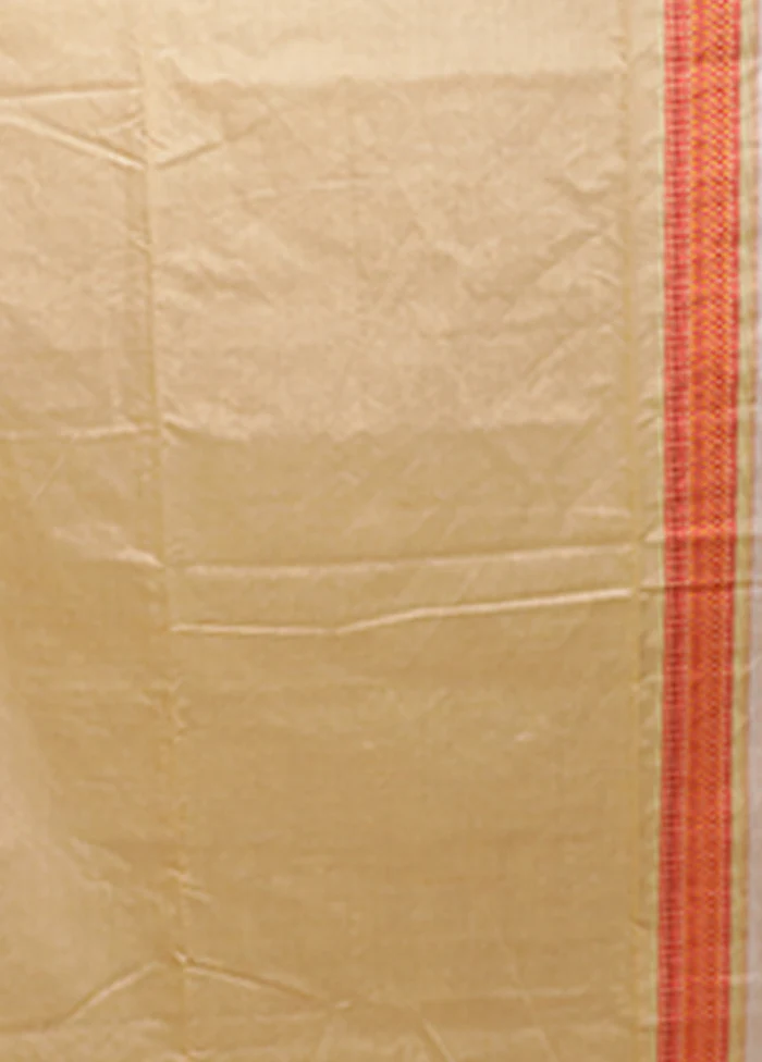 Cream Assam Silk Saree With Blouse Piece - Image 5