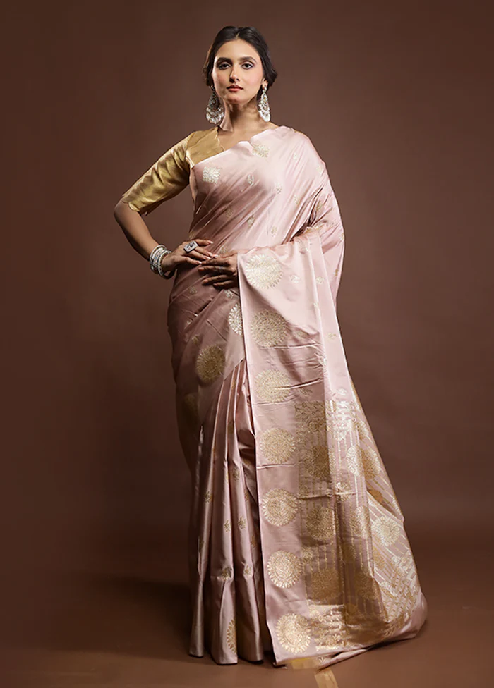 Cream Banarasi Silk Saree With Blouse Piece - Image 2
