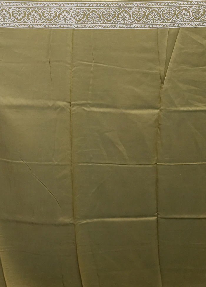 Cream Chanderi Cotton Saree With Blouse Piece - Image 5