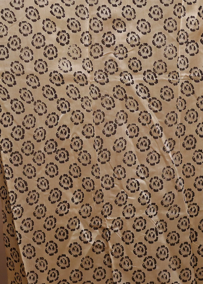 Cream Chanderi Cotton Saree With Blouse Piece - Image 5