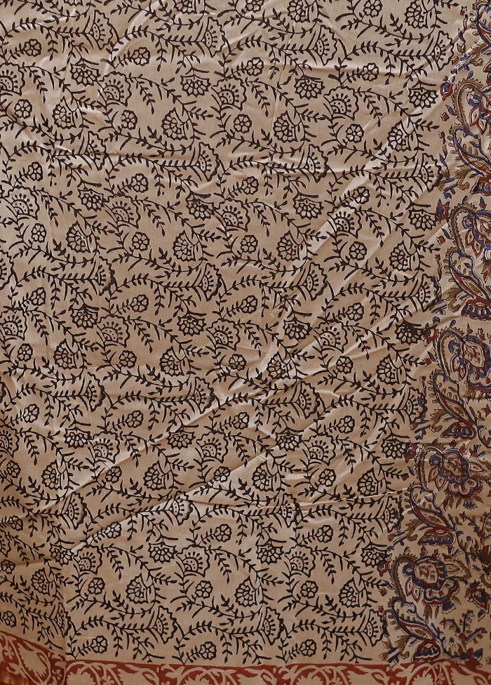 Cream Chanderi Cotton Saree With Blouse Piece - Image 5