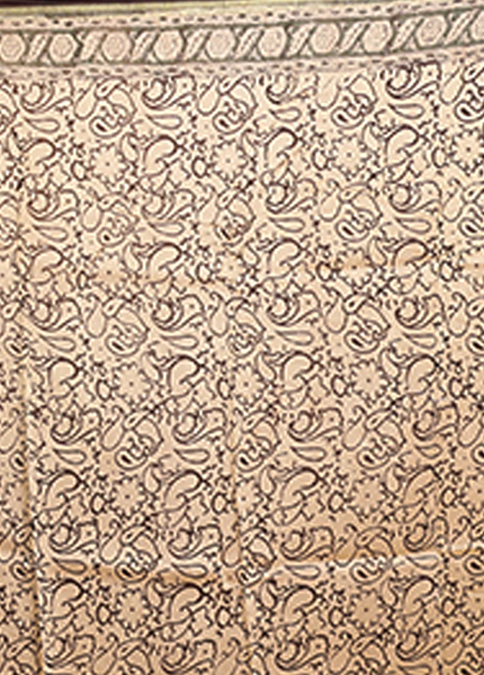 Cream Chanderi Silk Saree With Blouse Piece - Image 5