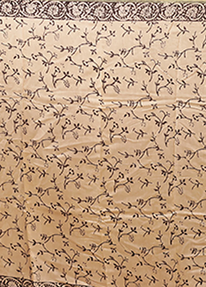 Cream Chanderi Silk Saree With Blouse Piece - Image 5